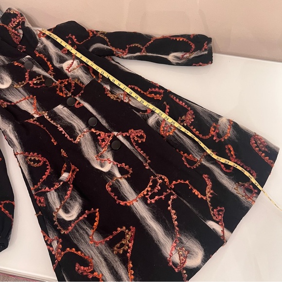 BELLA BLUE Abstract Embroidered Wool Blend Statement Coat - Picture 14 of 16